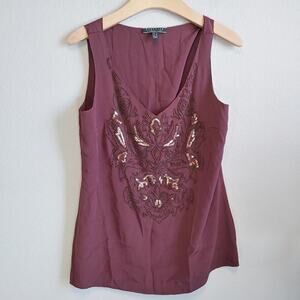 Peruvian Connection Maroon Sleeveless Silk Beads Y2K Romantic Fairycore Top Sz 8